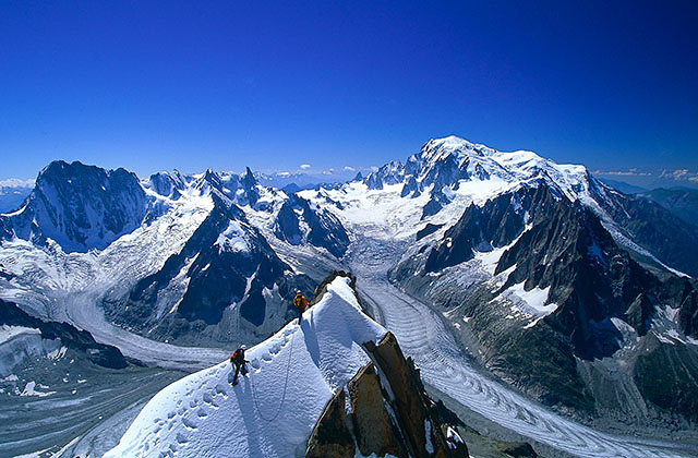 Moine ridge on the aiguille Verte