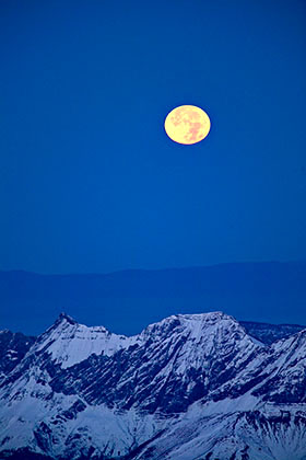 Moonrise on the Aravis mountains