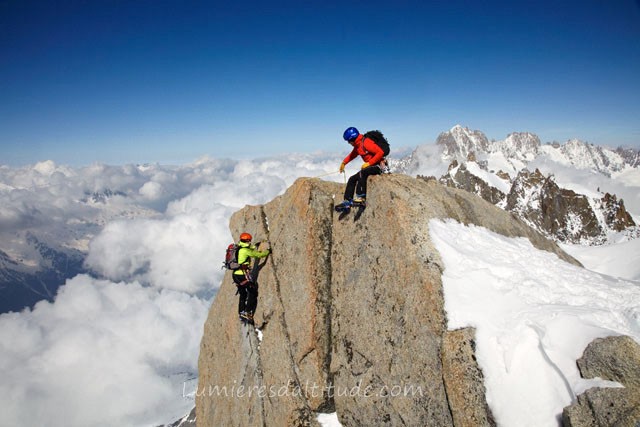 CLIMBING IN THE MASSIF DU MONT-BLANC, HAUTE-SAVOIE, FRANCE