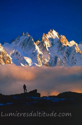 FACING THE AIGUILLES DE CHAMONIX, MASSIF DU MONT-BLANC, HAUTE SAVOIE, FRANCE