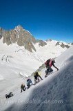 ALPINIST ON THE AIGUILLE DE TOULE, MASSIF DU MONT-BLANC, HAUTE-SAVOIE, FRANCE