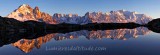  MASSIF DU MONT-BLANC AT SUNRISE FROM CHESERYS LAKE, HAUTE SAVOIE, FRANCE