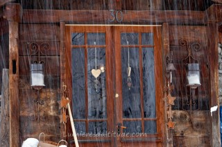 FRONT DOOR OF A CHALET, CHAMONIX, HAUTE SAVOIE, FRANCE