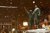 STATUE OF FIRST MONT-BLANC CLIMBERS, CHAMONIX, HAUTE SAVOIE, FRANCE