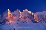 SUNRISE ON THE AIGUILLES DE CHAMONIX, MASSIF DU MONT-BLANC, HAUTE SAVOIE, FRANCE