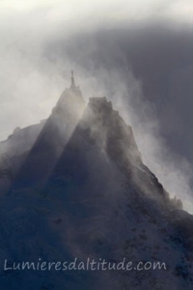 STORM ON THE AIGUILLE DU MIDI, MASSIF DU MONT-BLANC, HAUTE SAVOIE, FRANCE