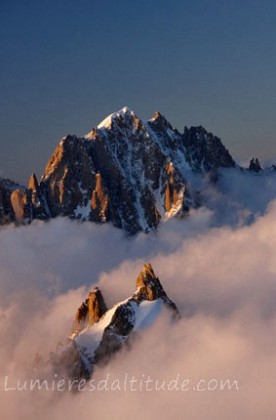 AIGUILLE VERTE AT SUNRISE, MASSIF DU MONT-BLANC, HAUTE SAVOIE, FRANCE