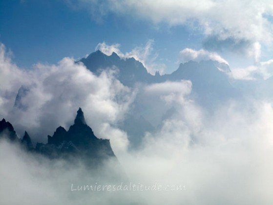 DENT DU REQUIN AND AIGUILLE VERTE, MASSIF DU MONT-BLANC, HAUTE SAVOIE, FRANCE