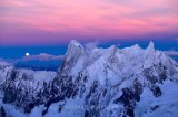 MOONSET ON THE GRANDES JORASSES, MASSIF DU MONT-BLANC, HAUTE SAVOIE, FRANCE