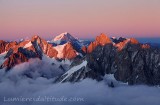 Lumieres du soir sur l'aiguille de Leschaux et le Grand Combin, Chamonix