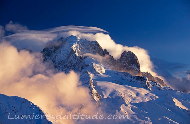 L'aiguille Vert et les Drus au couchant, Chamonix