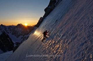 Ascension de la pointe Lachenal, Massif du Mont-Blanc, Haute-savoie, France