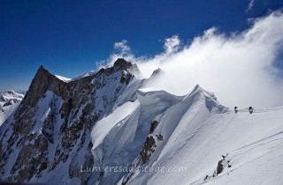 Sur la fameuse arete de rochefort, Massif du Mont-Blanc, Haute-savoie, France