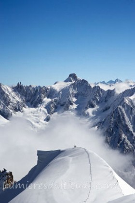 Sur l'arete midi-plan, Massif du Mont-Blanc, Haute-savoie, France