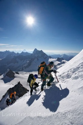 Cordee dans le triangle du tacul, Massif du Mont-Blanc, Haute-savoie, France