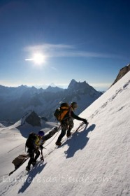 Cordee dans le triangle du tacul, Massif du Mont-Blanc, Haute-savoie, France