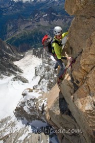 Dans le pilier central du freney, Massif du Mont-Blanc, Haute-savoie, France