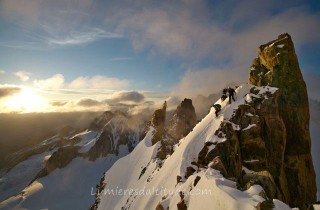 Arete de Fleche Rousse, aiguille d'Argentiere, Massif du Mont-Blanc, Haute-savoie, France