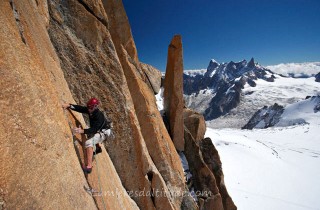 Dans la face sud de l'aiguille du Midi, Massif du Mont-Blanc, Haute-savoie, France