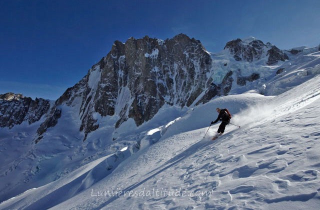 Descente de la breche puiseux, Massif du Mont-Blanc, Haute-savoie, France