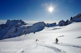 Descente a ski de la Vallee Blanche, Massif du Mont-Blanc, Haute-savoie, France