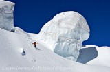 Descente a ski de la Vallee Blanche, Massif du Mont-Blanc, Haute-savoie, France