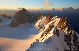 Sur l'arete Kuffner au Mont Maudit, Massif du Mont-Blanc, Haute-savoie, France