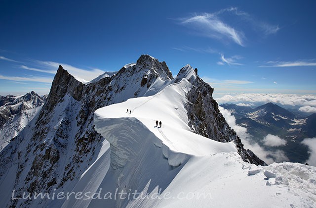 Dans la traversee des aretes de Rochefort, Massif du Mont-Blanc, Haute-savoie, France