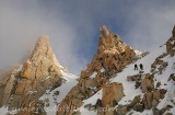 Sur l'arete de Fleche Rousse, aiguille d'Argentiere,, Massif du Mont-Blanc, Haute-savoie, France