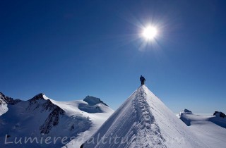 Dans la traversee des aretes du Liskam, Valais, Suisse