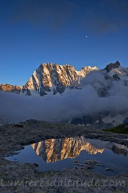 Lever de lune sur les Grandes Jorasses, Chamonix