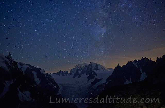 Voie lactee et Mont-Blanc de nuit, Chamonix