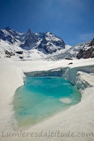 Lac glaciaire sur la Mer de Glace, Chamonix