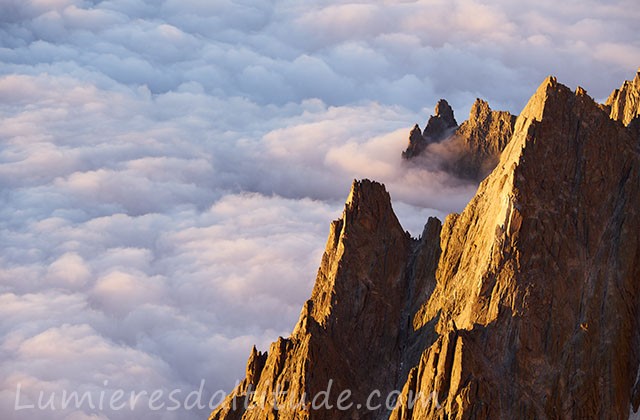 Aiguilles du Peigne et des Pelerins au couchant, Chamonix