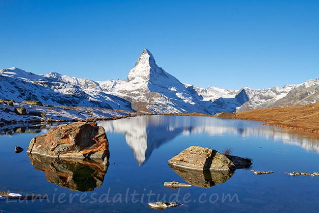 Le cervin, lac Stellisee, Valais, Suisse