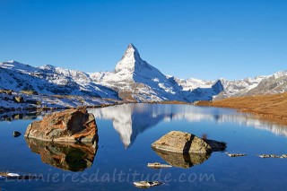 Le cervin, lac Stellisee, Valais, Suisse