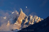 Lever de lune sur la Verte et le Dru, Chamonix