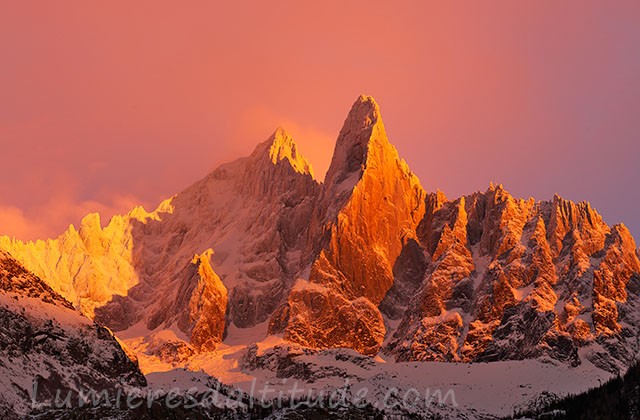 L'aiguille du Dru au couchant, Chamonix