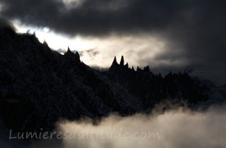 Les aiguilles Ravanel et Mummery à l'aube