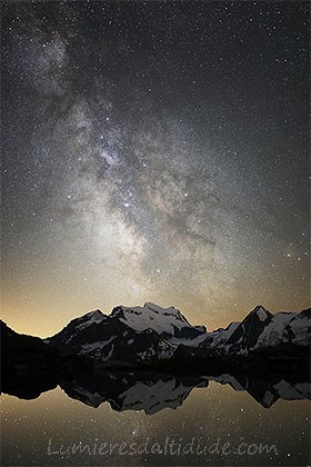 Voie lactée et reflet au Grand Combin