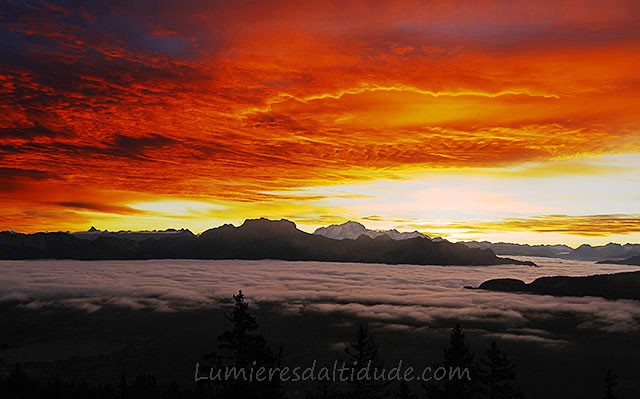 Aube colorée sur le Mont-Blanc