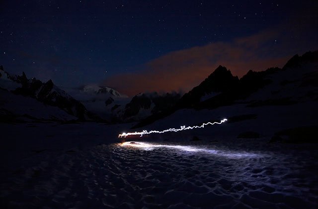 Night walk above Albert 1er refuge