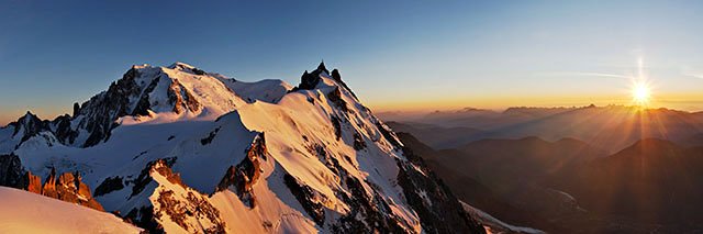 Mont-blanc et aiguille du Midi au couchant