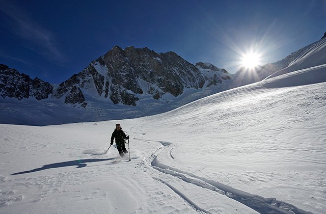 On foot of the Grandes Jorasses